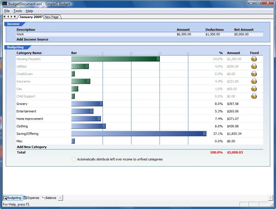 SimpleD Budget 1.05 Download Télécharge Finances